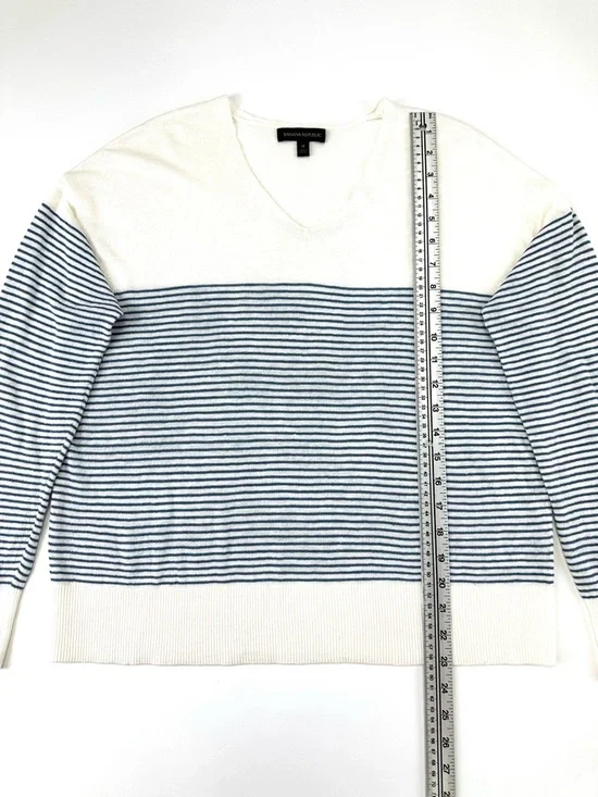 Banana Republic Linen Blend Striped Sweater Medium Nautical Coastal Style Womens - Picture 5 of 8